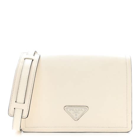 PRADA Glace Calf Shoulder Bag White 1433659 